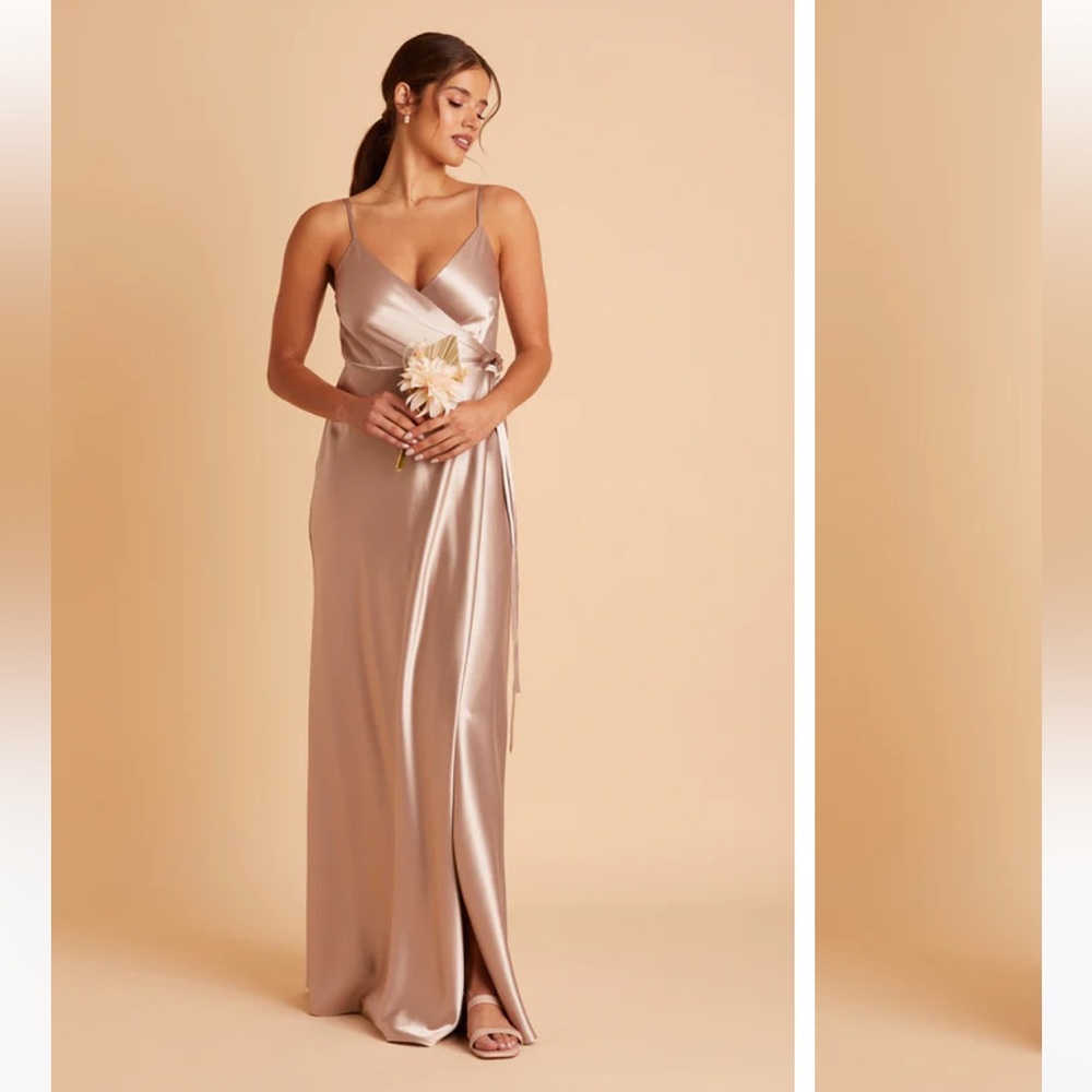 Birdy Grey Satin Formal Dress in Taupe